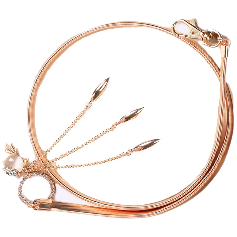 2019 новый ремень цепь для Для женщин Леди Мода подвеска в виде золотой рыбки Повседневное тонкий Металлическая золотая цепочка ремень