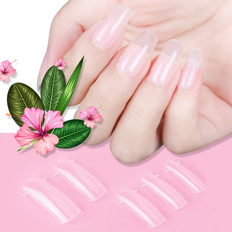 

100 pcs/set False Nail Tips Dual Form Nail System for UV GEL Acrylic DIY Nail Art Mold Tool Tips Decoration Transparent with Box