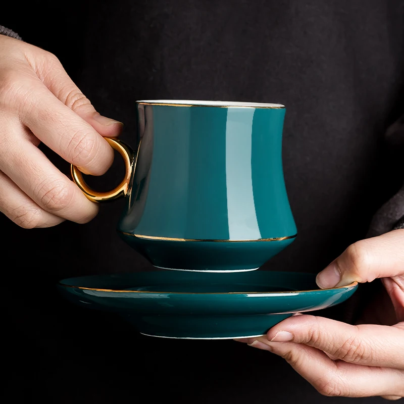 GLLead Европейский стиль керамики набор кофейных чашек креативный золотой край чайная чашка и блюдце модная Цветочная чайная чашка из фарфора