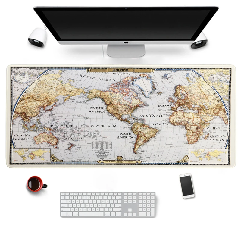 

JIALONG World Map Gaming Mouse Pad Large Size Mousepad Extended Water-resistant Anti-slip Rubber Speed Gaming Game Mouse Pad Mat