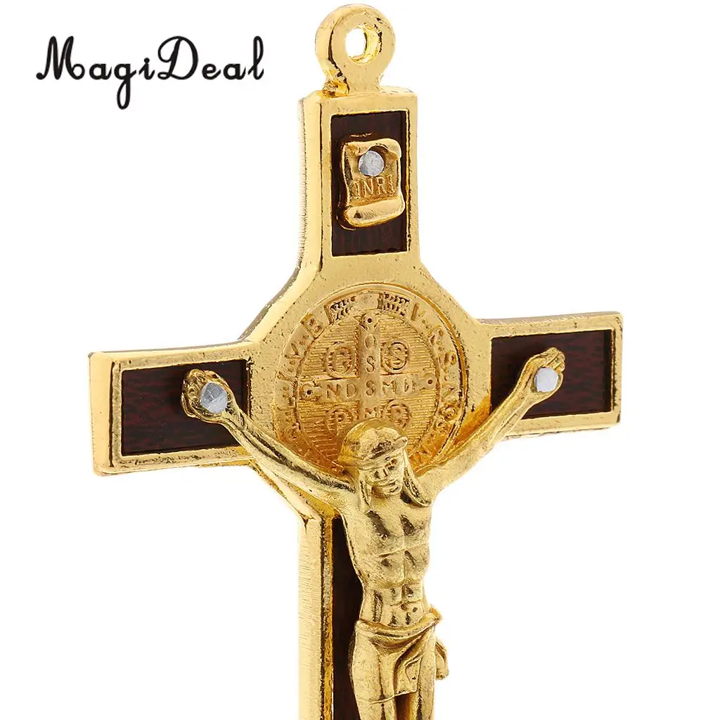 Alloy Crucifix Jesus Christ Cross Statue Figurine Perfect Gifts for Car Home Chapel Decoration Gold