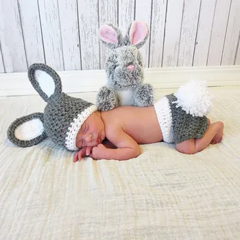 

Newborns Photo Frames Crocheting Easter Rabbit Children's Outfit for a Photo Shoot Knitted Costume Infant Hand Made Outfit