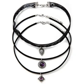 

3Pcs Set New Arrival Unique Vintage Silver Lace Necklace Fashion Brand Maxi Choker Necklace For Women Factory Wholesale