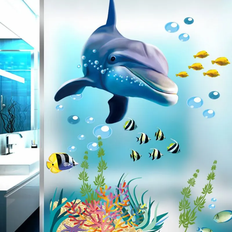 Bathroom Kitchen Wall Sticker Waterproof Ocean Underwater Sea Home Decor Window Stickers Dolphin Fish Decal Mural Kids Room Bathroom Kitchen Wall Sticker Waterproof Ocean Underwater Sea Home Decor Window Stickers Dolphin Fish Decal Mural Kids Room