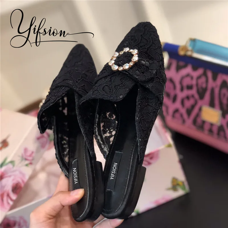

OLOME New Fashion Spring Summer Shoes Woman Slippers Round Toe Crystal Thick Low Heel Women Shoes Slippers Mules Shoes Woman
