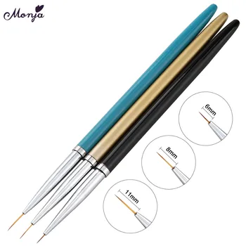 

Monja 3Pcs/Set Nail Art 6/8/11mm Metal French Painting Brush Flower Stripe Lines Grid Geometry DIY Image Design Drawing Pen