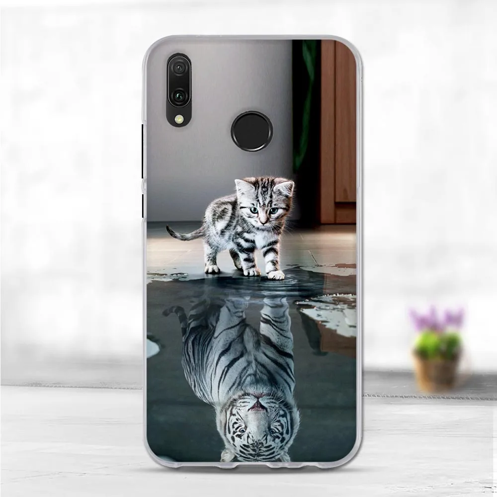 Силиконовый чехол для Huawei Y9 2019 с рисунком животных из мультфильмов мягкая задняя