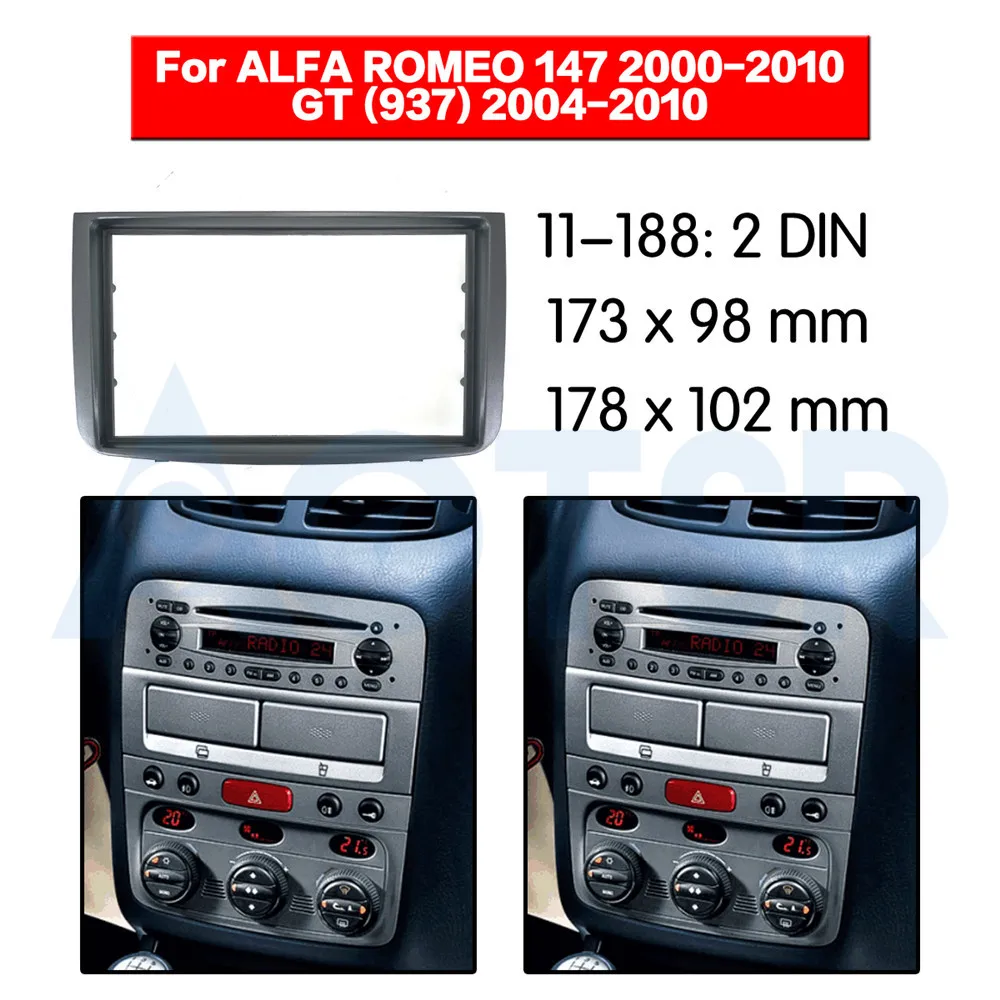2 Din Car Trim Surround Panel for ALFA Romeo 147 2000-2010/ GT(937) 2004-2010 Refitting Mounting Fascia Bezel Plate Interior | Автомобили
