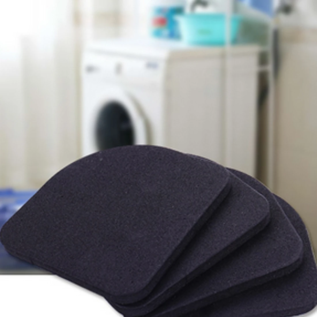4pcs/set Black Multifunctional Washing Machine Shock Pads Non slip Mats