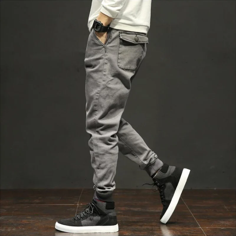 Autumn Fashion Classical Men Jeans Jogger Pants Gray Color Multi Pockets Cargo Pants Wild Military Ankle Banded Long Pants Men Autumn Fashion Classical Men Jeans Jogger Pants Gray Color Multi Pockets Cargo Pants Wild Military Ankle Banded Long Pants Men
