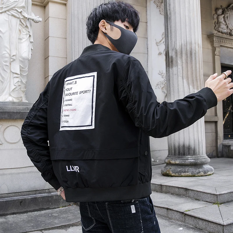 High Quality Bomber Jacket Spring Long Sleeve Men Casual Jackets Loose Streetwear Letter Jacket Men Clothes 2019 All Match 3XL-M High Quality Bomber Jacket Spring Long Sleeve Men Casual Jackets Loose Streetwear Letter Jacket Men Clothes 2019 All Match 3XL-M