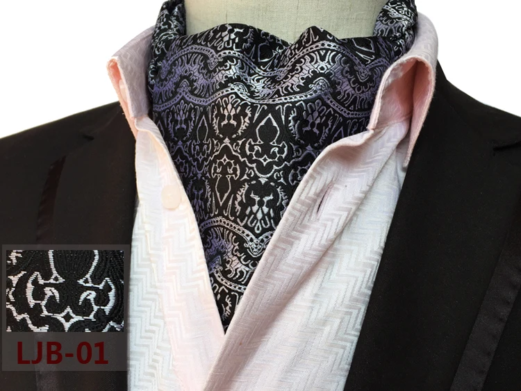 Модные дизайнерские Для мужчин галстуки Luxury Фиолетовый Пейсли Ascot стильный британский стиль жаккардовые модников для взрослых