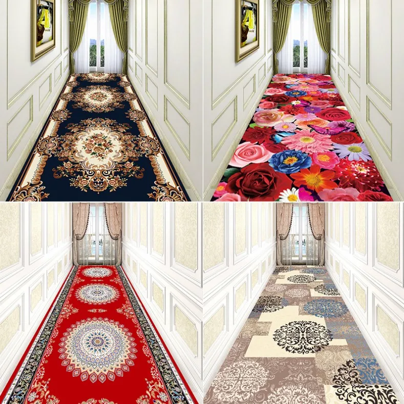 3D Floral Nordic Stair Carpet European Corridor Carpets Hotel Long Aisle Rug Home Entrance/Hallway
