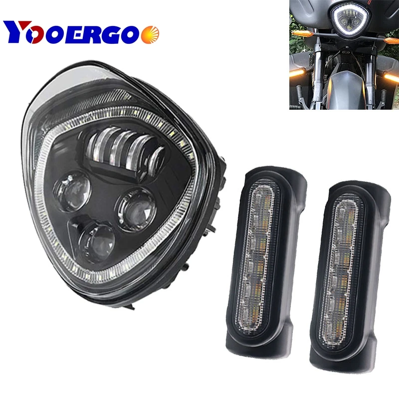 

Victory Motorcycle Headlight DRL Light Lamp for 2007-2016 Cruisers with Bullet Style Headlights+Switchback Turn Signal Light Whi