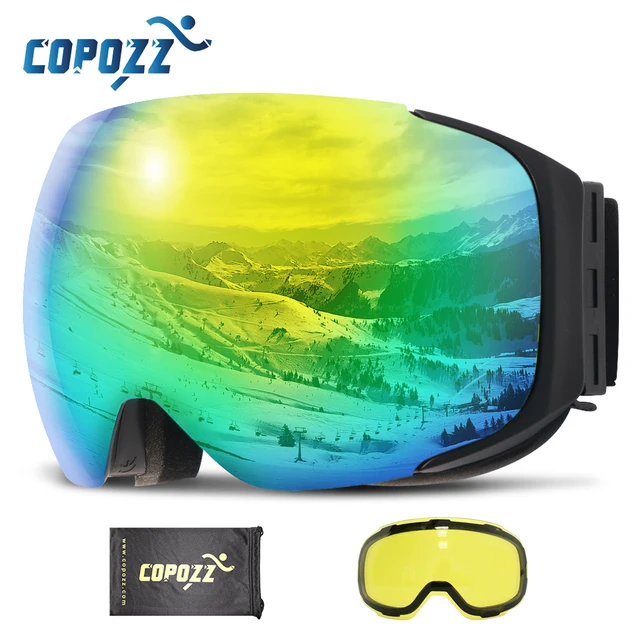 COPOZZ Frameless Ski Goggles with Night Skiing Yellow Lens