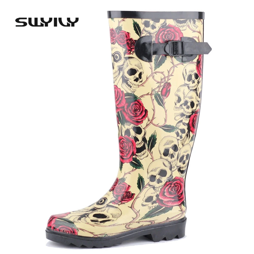 sugar skull rain boots
