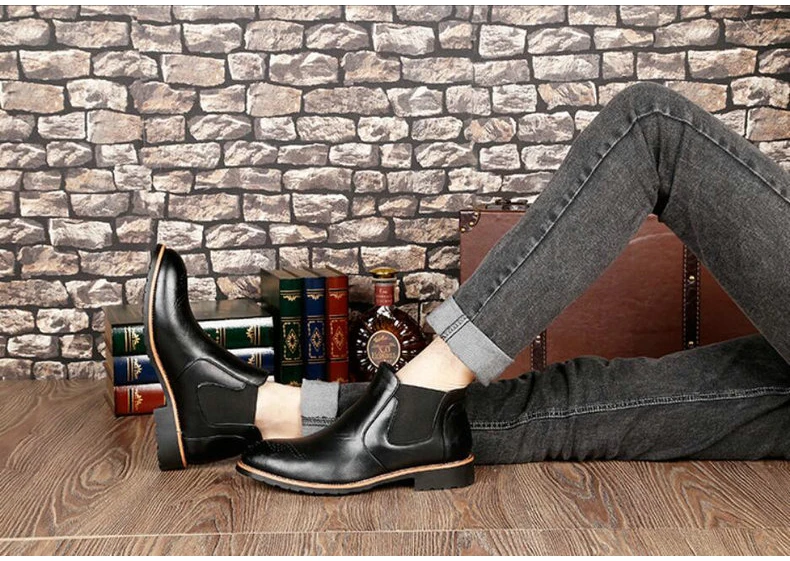Men's Boots' Casual Round Toe Ankle Chelsea Boots Men Leather Men Winter Shoes hot 2018 Winter Shoes Mens Warmful Snow Boot Mens (9)