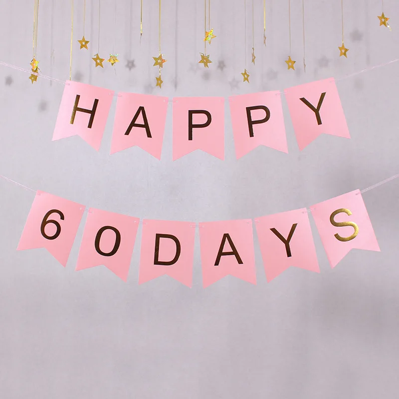 30/60/100 дней на день рождения розовый синий конфетти горячее тиснение оформление