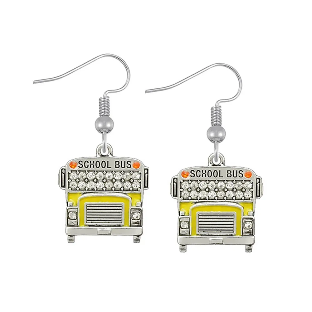 DOUBLE NOSE School Bus Earrings Crystal Enamel Colors Pendant Hook Jewelry For Driver Custom Accept | Украшения и аксессуары