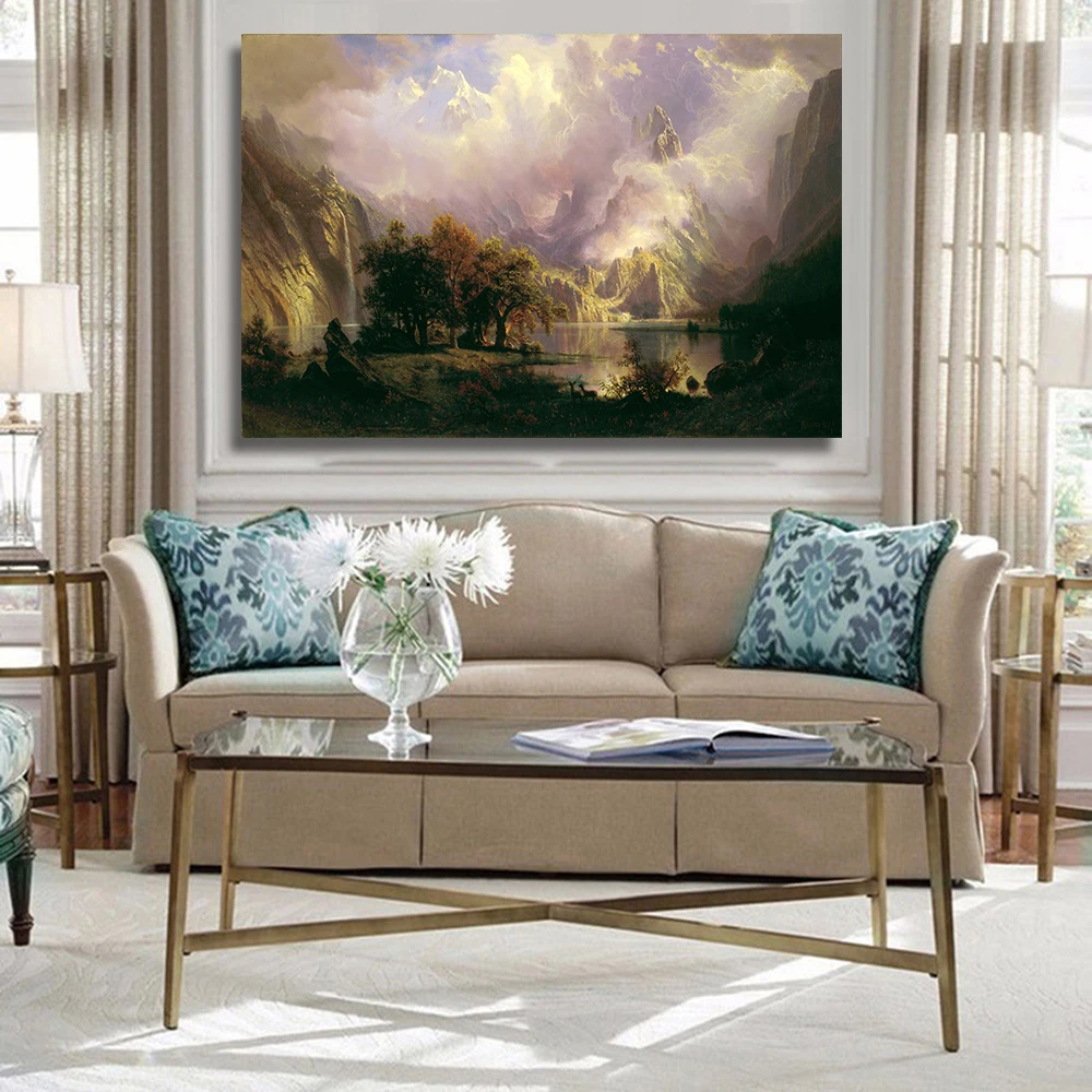 

QKART Home Decor the paintings Alpine Plant Landscape Oil Painting on Canvas Wall Pictures for Living Room Posters and Prints