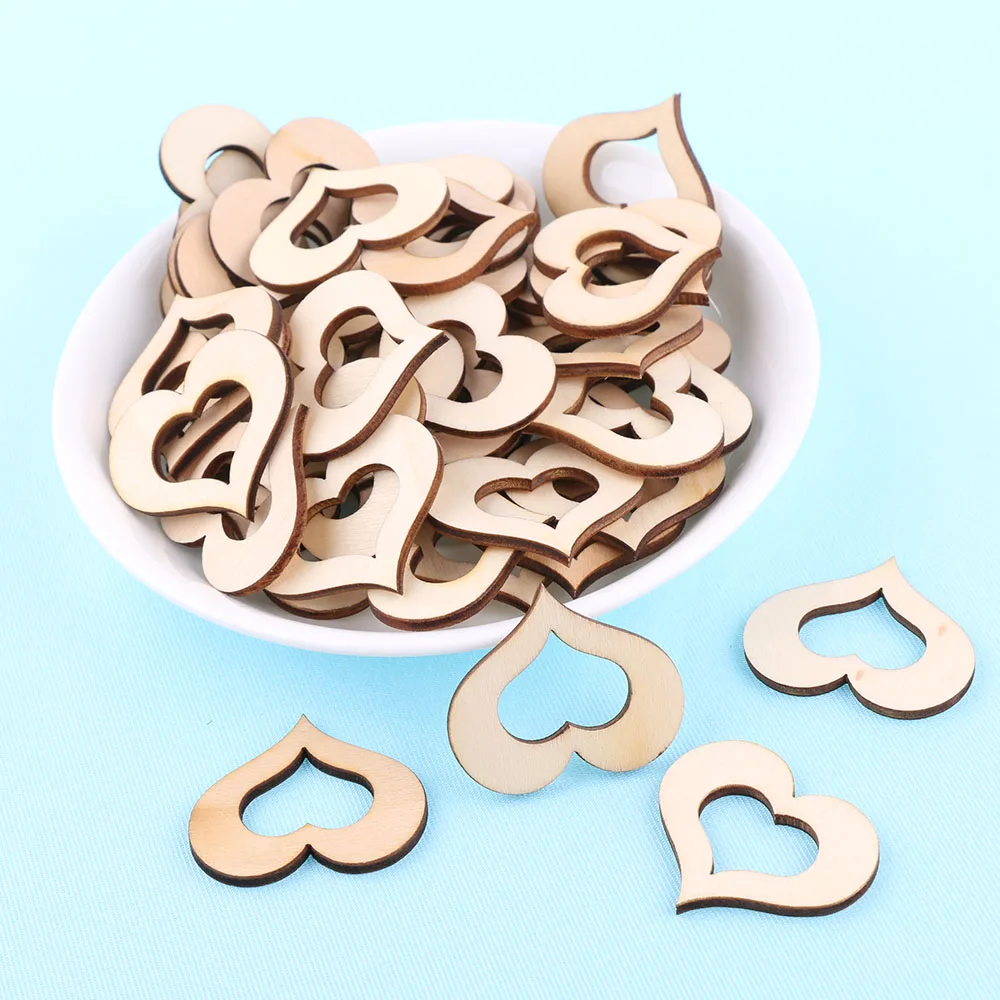 

50/100PCS Wooden Wood Scrap Hollow Love Heart Wedding Table Scatter Decoration DIY Crafts Card Making Scrapbooking High Quality