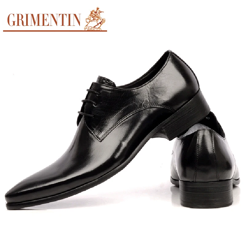 Boda Cuero Genuino Masculinos Derby Grimentin Negro Encaje Zapatos brown Moda Hasta Marrón Drss Italiana Hombres Black rFxPqr