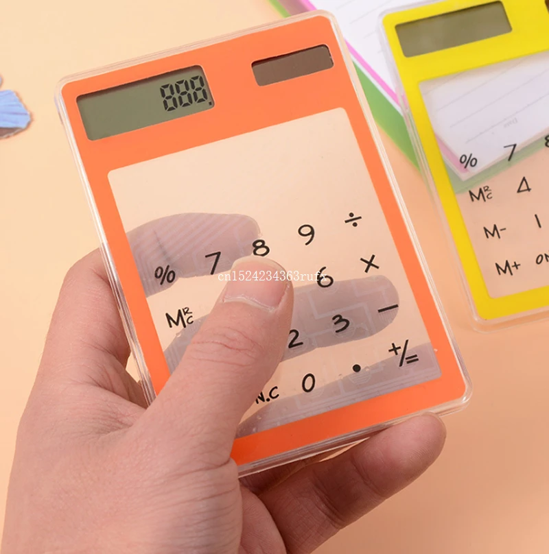 

100pcs Transparent Calculator Creative Student Stationery Ultra-thin Solar Mini Calculator for School Office Party Favor