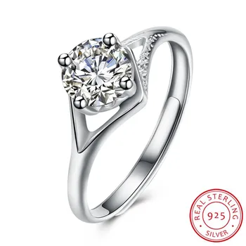 

925 sterling silver rings for women vintage simple Romantic Classic Round Cubic Zirconia Finger Rings for Women Wedding Jewelry