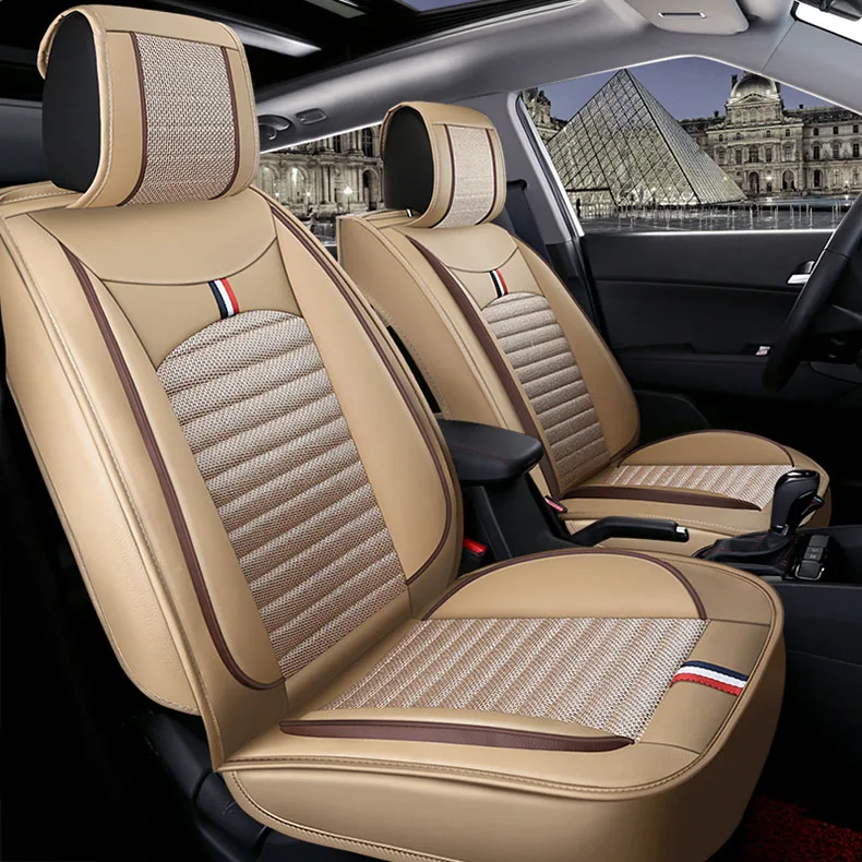 Кожаный чехол для автокресла Acura ZDX MDX ILX TLX, чехлы для автосидений черного/бежевого/кофейного/фиолетового цвета, автомобильные аксессуары для автостайлинга - Название цвета: BEIGE