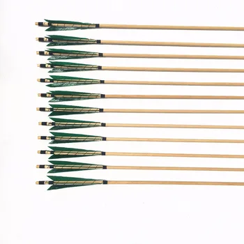 

For Recurve Traditional Long bow 6/12/24pcs Archery Wooden Arrows with Black Nocks Hunting Target Arrows