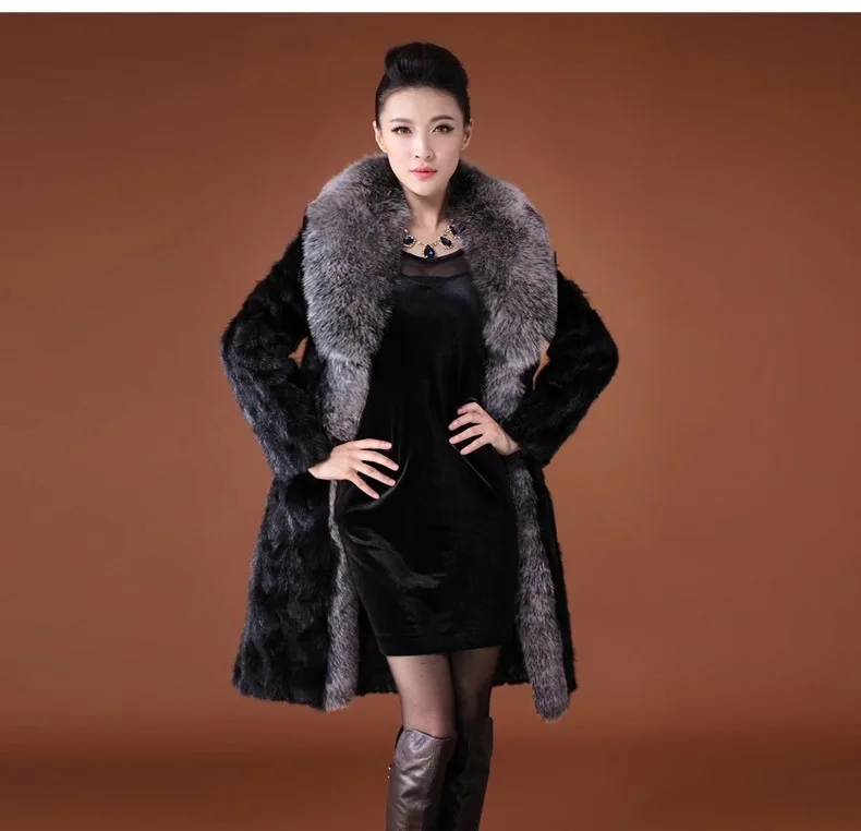 Chaud Lapin Femmes Vestes Black Femme Faux D'hiver J1401 Col Occasionnel Manteaux Section De Femelle Fourrure Grand 3xl Longue Vison S fnWqpZf