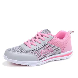 2018 новые летние Для женщин девочек кроссовки открытый Обувь с дышащей сеткой спортивные беговые кроссовки Ultra Light Белый Розовый Спортивная