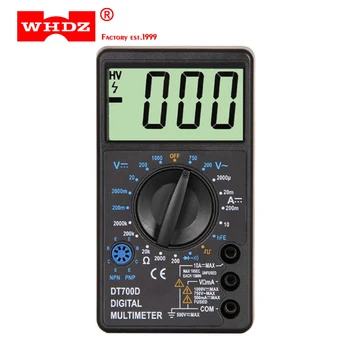 

WHDZ DT-700D Mini Large Screen Digital Multimeter Buzzer Overload protection Square Wave Output voltmeter Ampere Ohm Tester