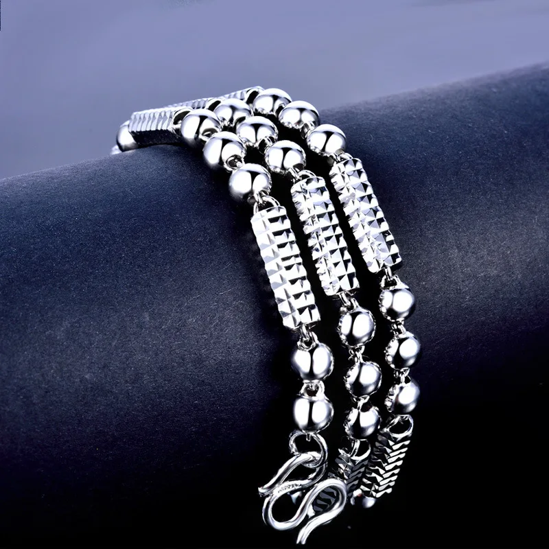  100% colliers en argent Sterling perles hexagonales collier de charme pour hommes chaîne en argent 
