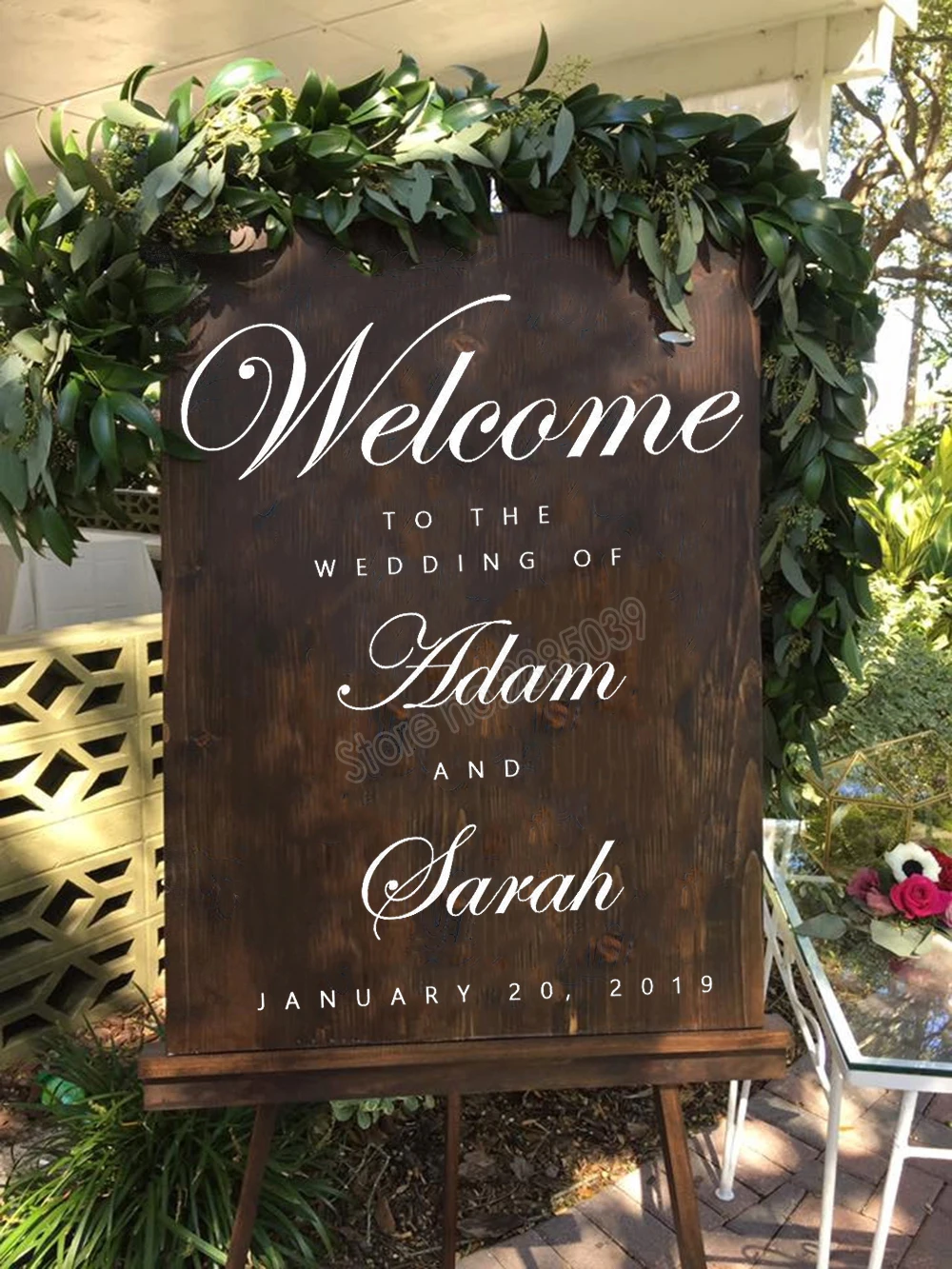 Custom Name Wedding Sign Decal Wedding Signage Wedding Sticker White Vinyl Decals DIY