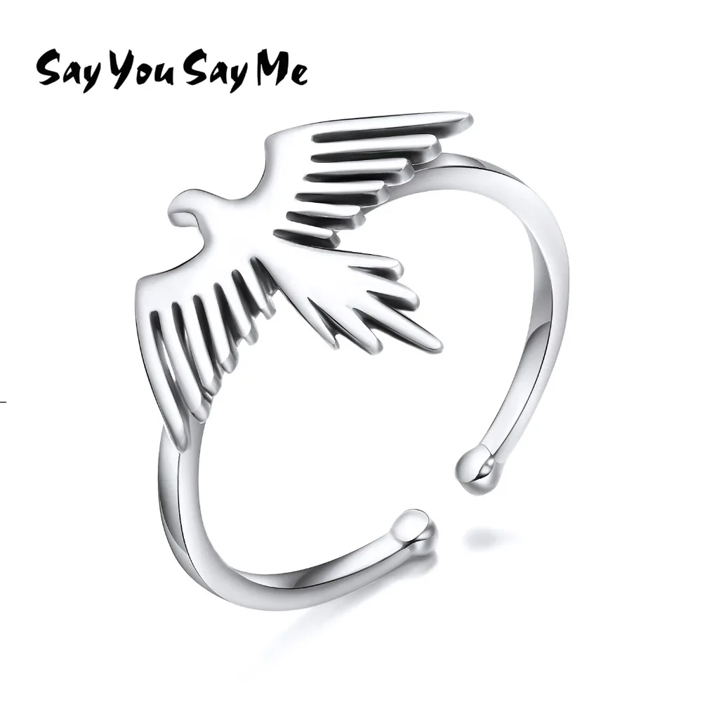 

Say You Say Me 925 Sterling Silver Flying Eagle Rings Open Ring Wedding&Engagement Silver Prevent Allergy Wholesale 2018 Arrival