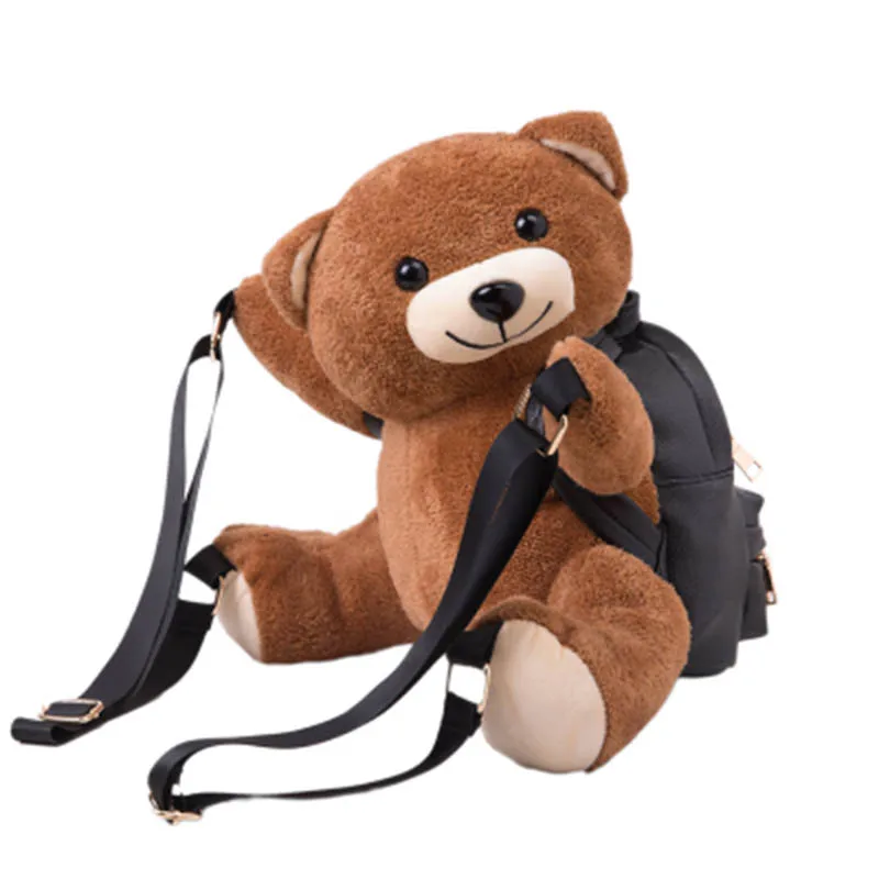 Women Backpacks Bags Girls Fashion Leather Backpack Teddy Bear Backpack