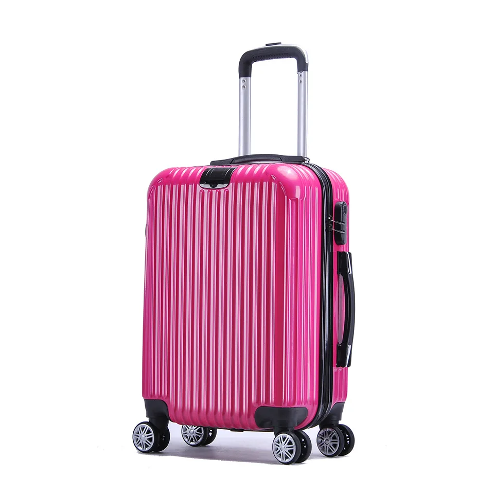 

20 inches of new PC material pull rod box Large capacity solid color stripe wanxianglun lockbox