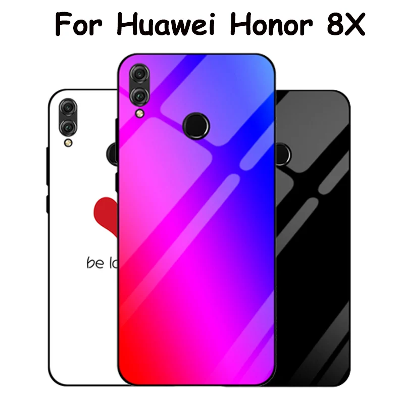 6 5 &quotдля Huawei Honor 8X чехол градиентное закаленное стекло Honor8X силиконовая рамка