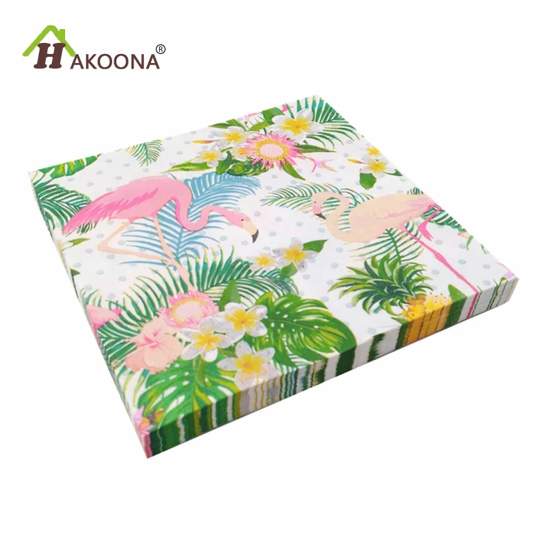 

HAKOONA Flamingo Green Monstera Leaves Paper Napkins 33cm Napkin 20 Pack 3 Bags Disposable Portable Party Table Decoration
