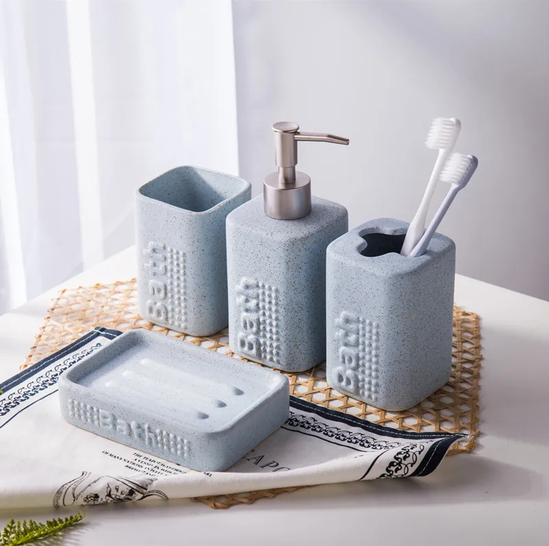 

Fashion Ceramic Bathroom Set 4pcs suit personality Bathroom Set Wash Gargle Cup Toothbrush Suit Wedding Gifts Free shipping