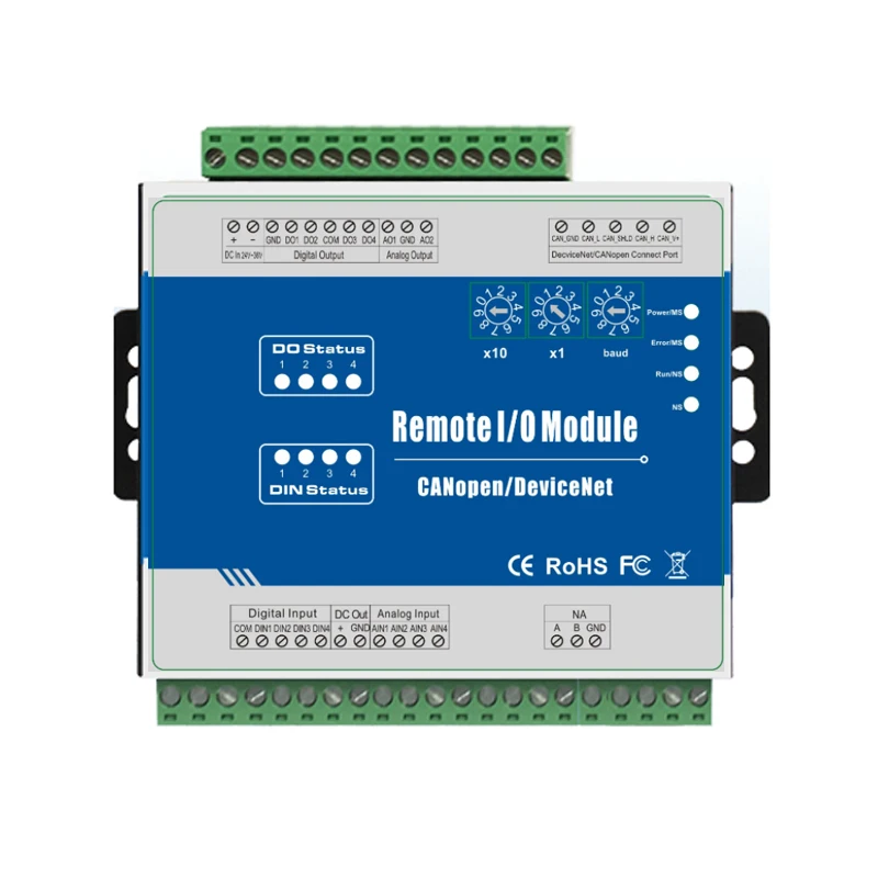 4 Digital inputs & outputs DeviceNet Remote I/O Module Supports PWM inbuilt Watchdog with 2 channel analog outputs M120D