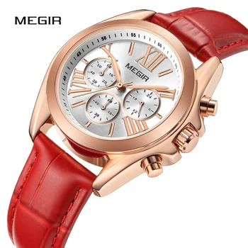 

MEGIR Women Watch Fashion Wristwatch Waterproof Chronograph Leather Fashion For Lover Luxury Top Brand Montre Femme Reloj Mujer