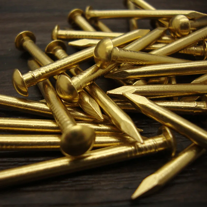 50pcs Fastener Round small copper nail Antique drum Furniture hinge Brass nails 8 10 12 15 18 21 30 35mm Hardware Accessories