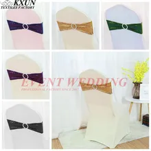 25 шт. в партии блесток лайкра эластичная повязка на стул крепежная створка стула галстук для Декор для свадебного оформления