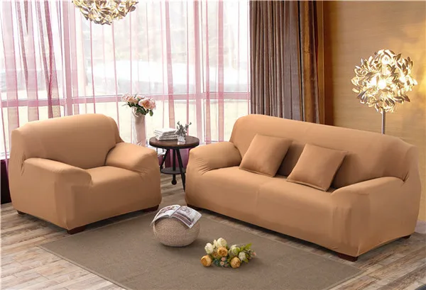Сплошной цвет эластичный чехол на диван для гостиной требует заказа 2 шт. чехлы для диванов l-образный угловой секционный диван Капа де диван - Цвет: Camel