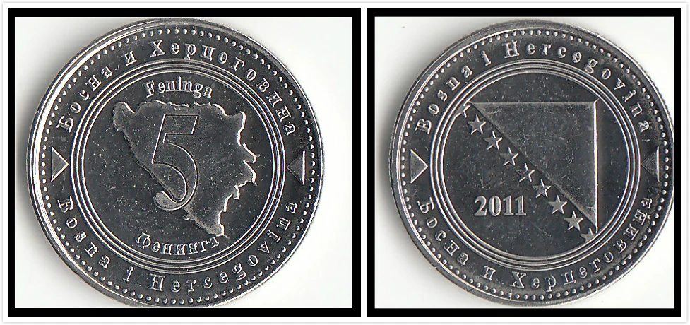 

Bosnia and Herzegovina 5 Finney Coin EU 100% real and Original European Coins for Personal Collection UNC New
