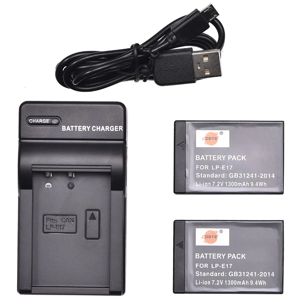 DSTE 2PCS LP E17 Li ion Battery with USB Port Charger for Canon EOS M3