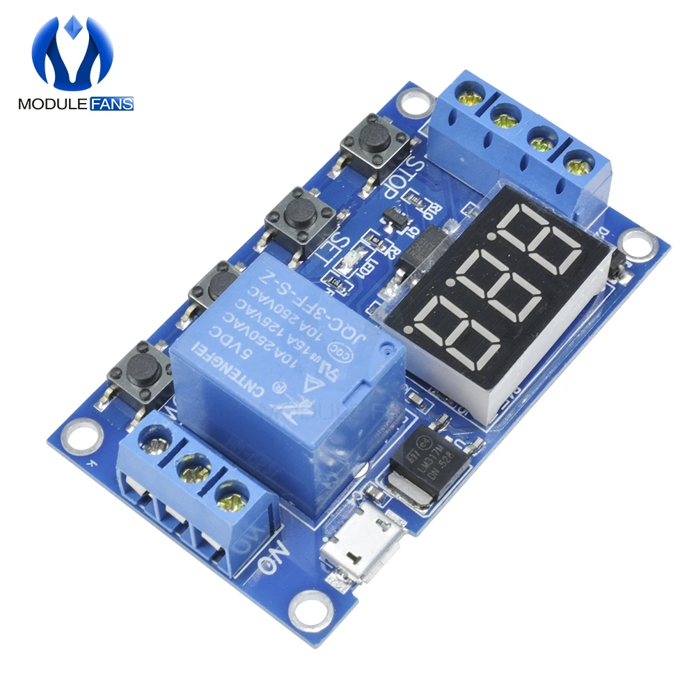 

Switch Delay Time Relay Module Micro USB 5V LED Display Automation Cycle Delay Timer Control Board DC 6V 9V 12V 24V Controller