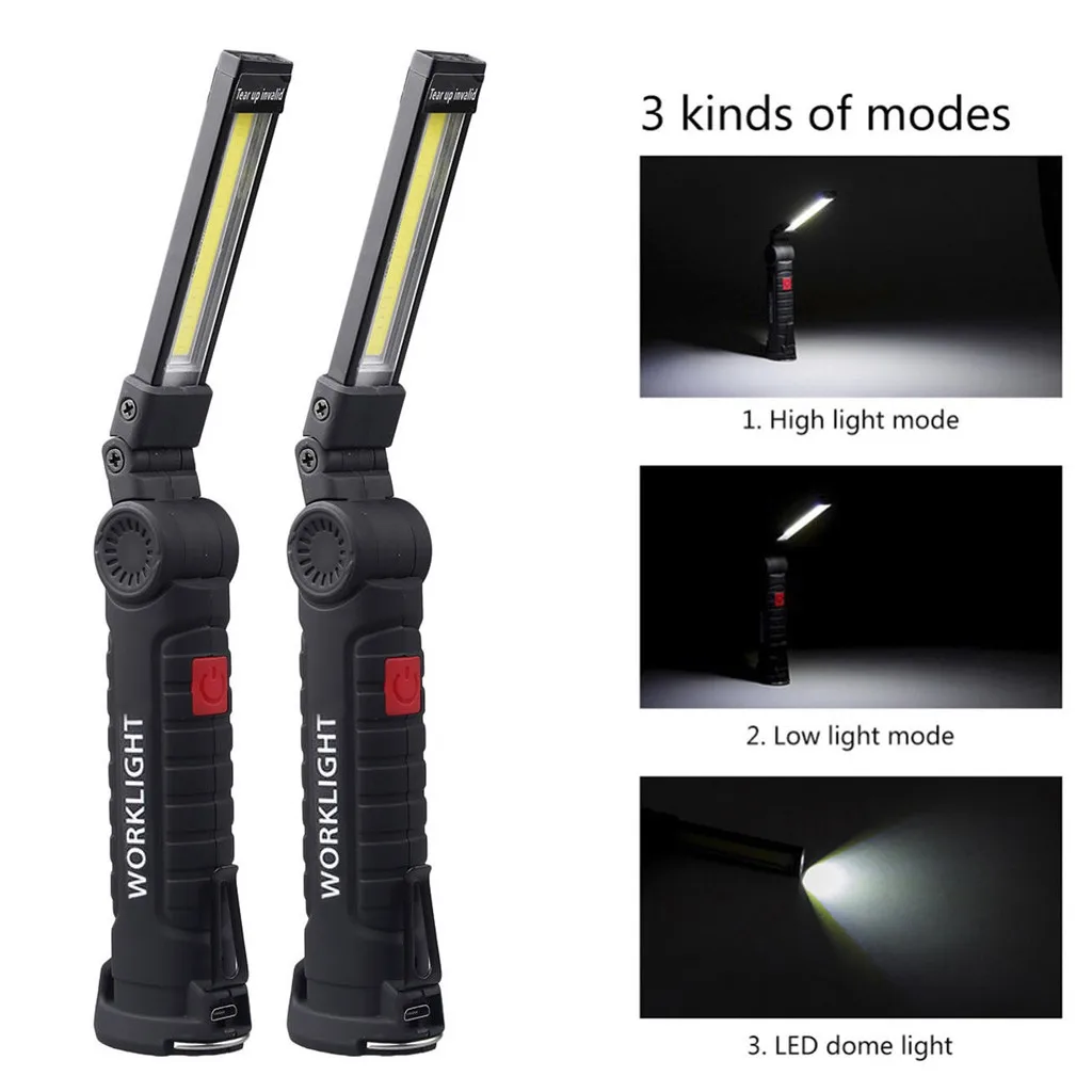 

Portable spotlight COB LED Flashlight Work Light Rechargeable Magnetic Hanging Hook Lamp Camping Car Bar Lights Torch Slim